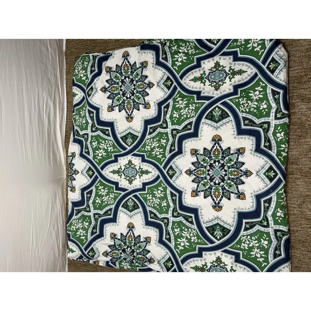 Pottery Barn Ashton Mosaic Tile Medallion Full/Queen Size Duvet Cover Set 2 Sham